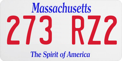 MA license plate 273RZ2