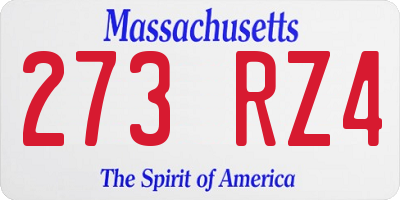 MA license plate 273RZ4