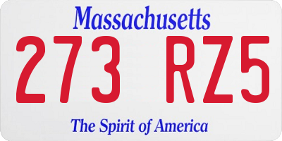 MA license plate 273RZ5