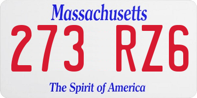 MA license plate 273RZ6
