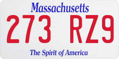 MA license plate 273RZ9