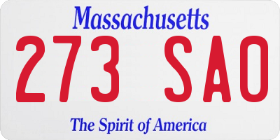 MA license plate 273SA0