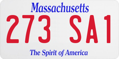 MA license plate 273SA1