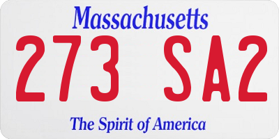 MA license plate 273SA2