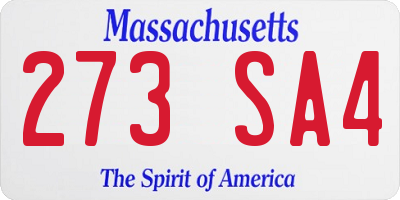 MA license plate 273SA4