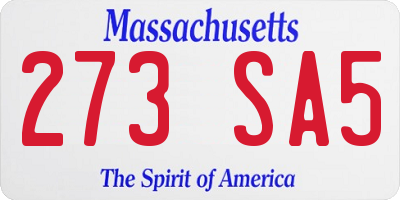 MA license plate 273SA5