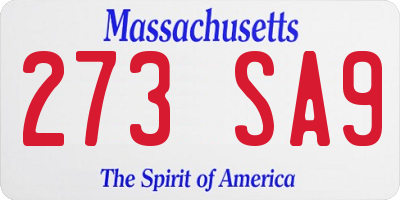 MA license plate 273SA9