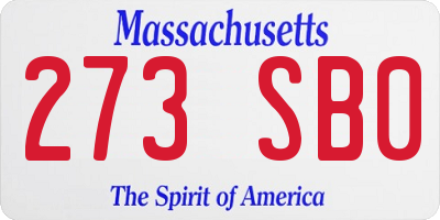 MA license plate 273SB0