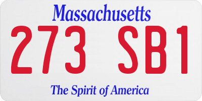 MA license plate 273SB1