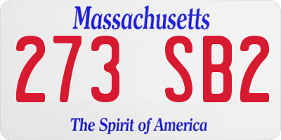 MA license plate 273SB2