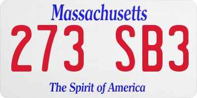 MA license plate 273SB3