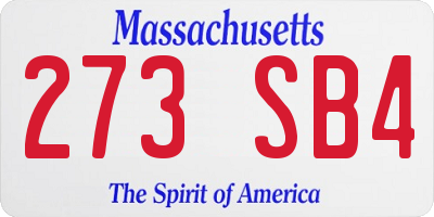 MA license plate 273SB4