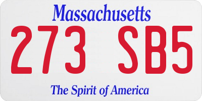 MA license plate 273SB5