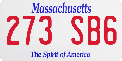 MA license plate 273SB6