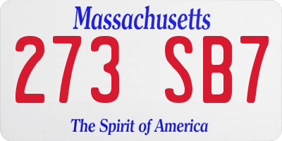 MA license plate 273SB7