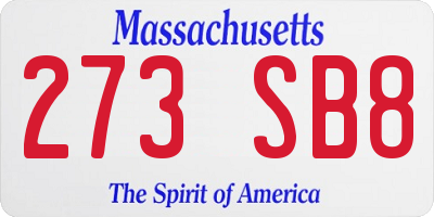 MA license plate 273SB8