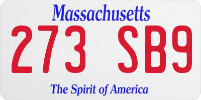 MA license plate 273SB9
