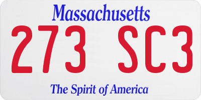 MA license plate 273SC3