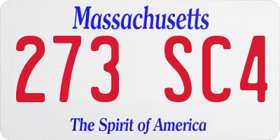 MA license plate 273SC4