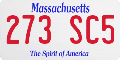 MA license plate 273SC5