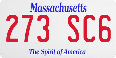 MA license plate 273SC6