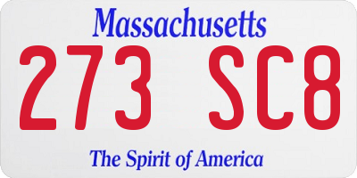MA license plate 273SC8