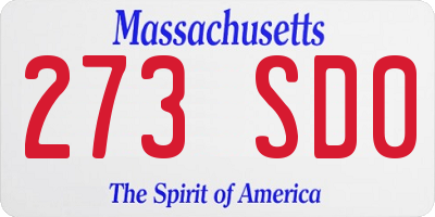 MA license plate 273SD0