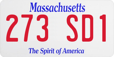 MA license plate 273SD1