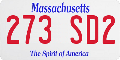 MA license plate 273SD2