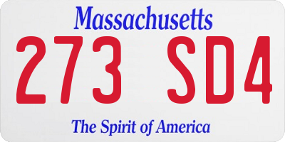 MA license plate 273SD4
