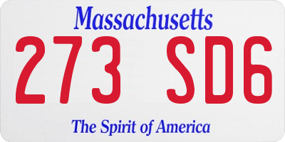 MA license plate 273SD6