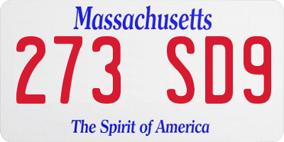 MA license plate 273SD9