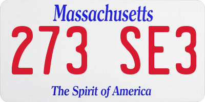 MA license plate 273SE3