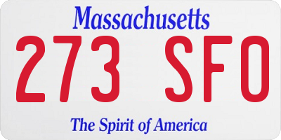 MA license plate 273SF0