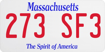 MA license plate 273SF3