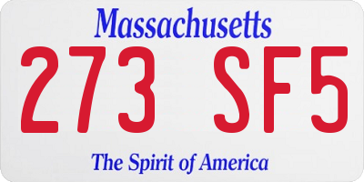 MA license plate 273SF5