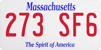 MA license plate 273SF6