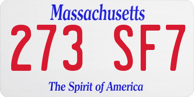 MA license plate 273SF7