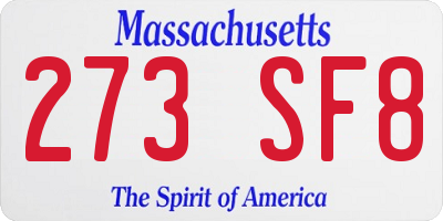 MA license plate 273SF8