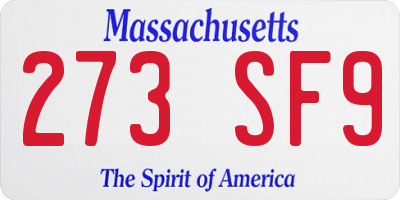 MA license plate 273SF9