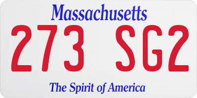 MA license plate 273SG2