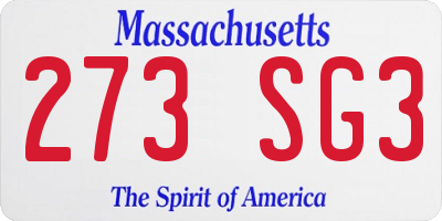 MA license plate 273SG3