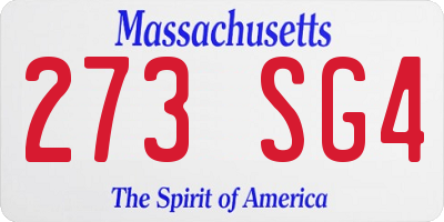 MA license plate 273SG4