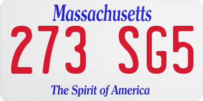 MA license plate 273SG5