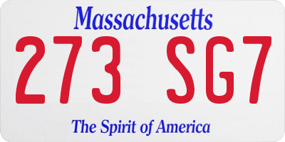 MA license plate 273SG7