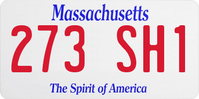 MA license plate 273SH1