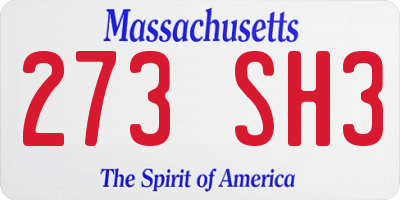 MA license plate 273SH3