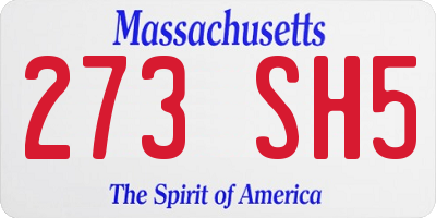 MA license plate 273SH5