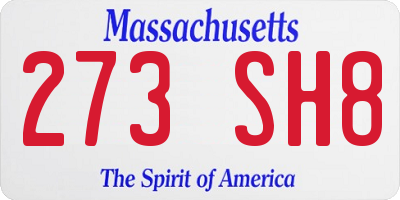 MA license plate 273SH8