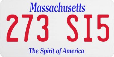 MA license plate 273SI5